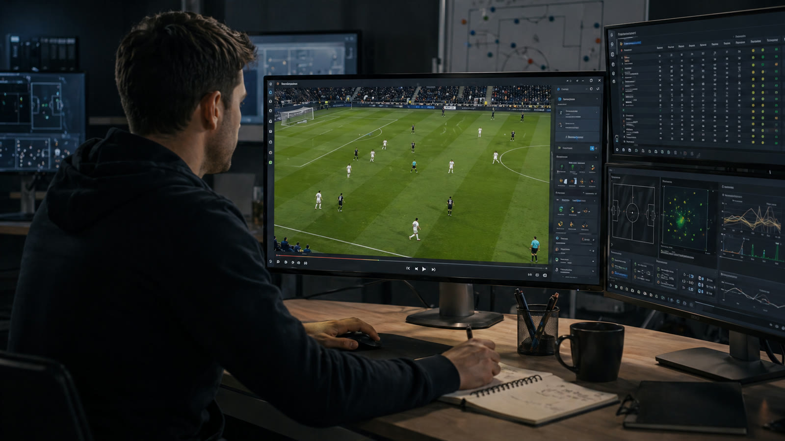Analyst bewertet eine Spielsituation in der Videoanalyse